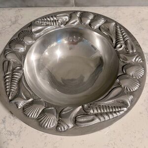 Seashell Rimmed Metal Serving Bowl